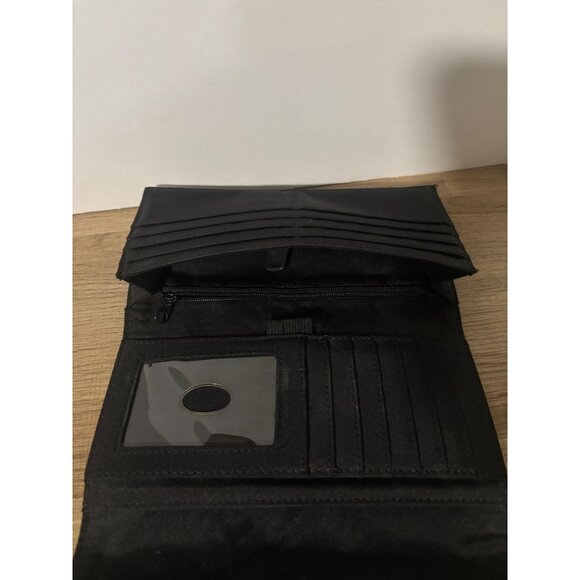 Liz Claiborne Croc Embossed Clutch Wallet Black Faux Leather - Picture 9 of 15